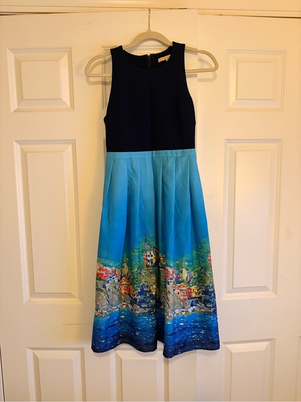 Hutch Anthropologie POSITANO Blue Italian Scenic Sleeveless Dress
